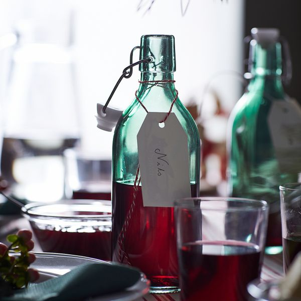 Бутылка с пробкой, стекло темно-зеленый 0.5 л IKEA VINTER 2021 ВИНТЕР 2021 304.988.66 - схема-чертеж с размерами