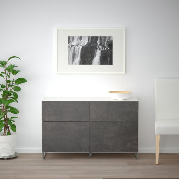 Комбинация для хранения с дверцами/ящ, белый КЭЛЛЬВИКЕН/СУЛАРП/темно-серый под бетон 120x40x74 см IKEA BESTÅ БЕСТО 292.766.92 - фото 3