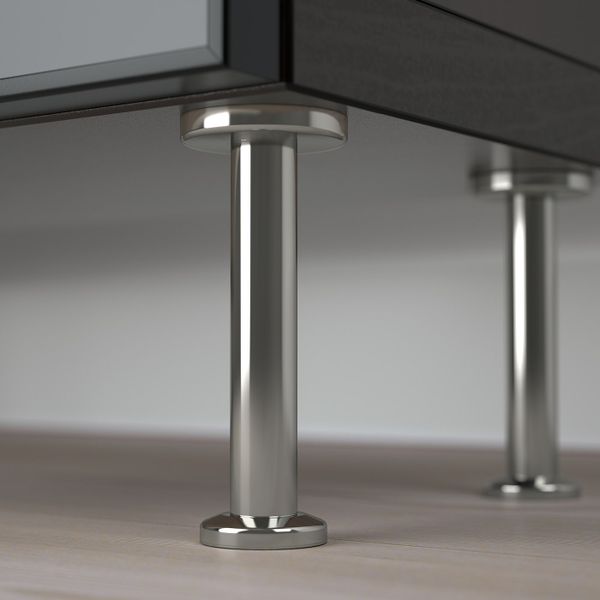 Комбинация для хранения + стеклянная дверц, черно-коричневый/глассвик/сталларп черный-прозрачное стекло 60x22x202 см IKEA BESTÅ - фото 1