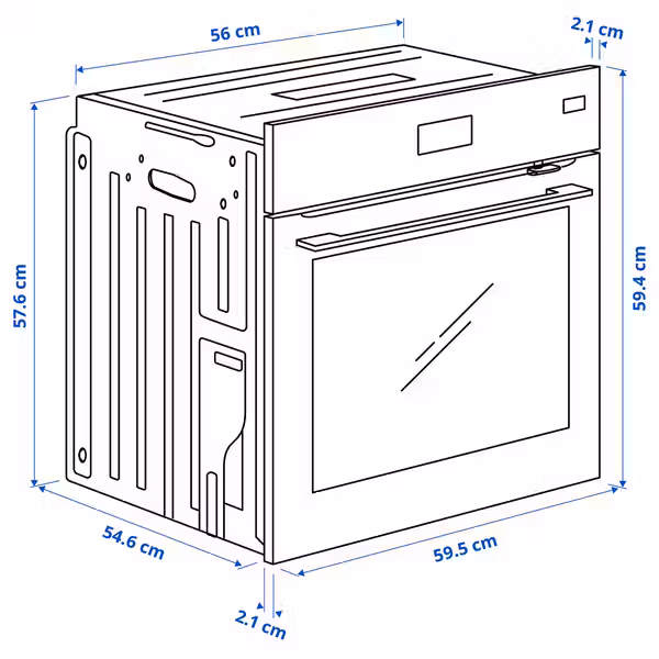 FRILLESBO ФРИЛЛЕСБУ Духовка с конвекцией - схема-чертеж с размерами