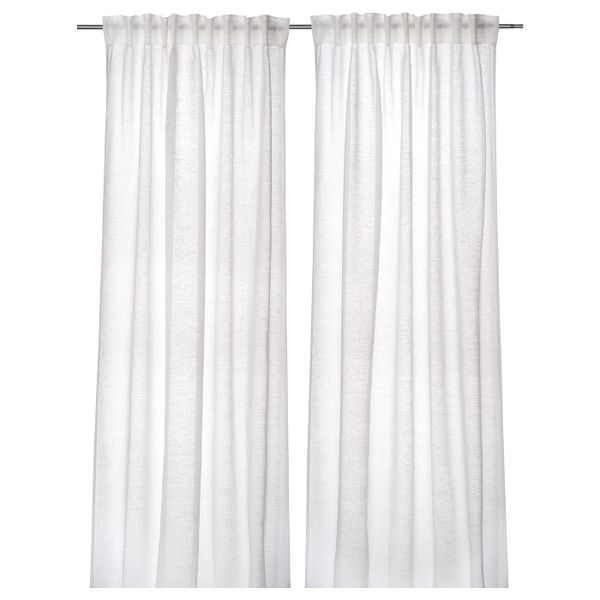 Гардины, 2 шт., белый 145x300 см IKEA LENAKARIN ЛЕНАКАРИН 204.938.31 - фото 1