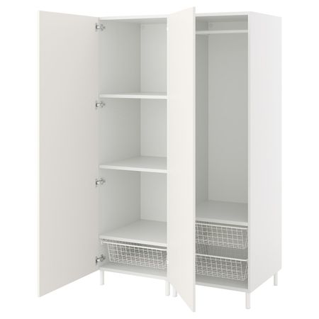 Гардероб 2-дверный, белый/Фоннес белый 120x57x191 см IKEA OPPHUS ОПХУС 494.243.71