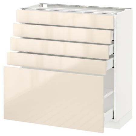 Напольный шкаф с 5 ящиками МЕТОД / МАКСИМЕРА, белый, Рингульт кремовый