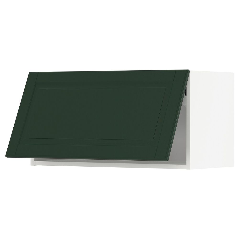 Горизонтальный навесной шкаф, белый/Будбин темно-зеленый 80x40 см IKEA METOD МЕТОД 093.923.10 - фото 1