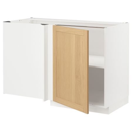 Угловой напольный шкаф с полкой, белый, Forsbacka дуб, 128x68 см IKEA METOD МЕТОД 595.093.17