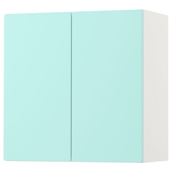 Навесной шкаф, 60x32x60 см, белый бледно-бирюзовый с 1 полкой IKEA SMÅSTAD СМОСТАД 093.899.06 - фото 2