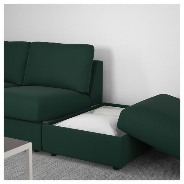 3-местный угловой диван ВИМЛЕ, с открытым торцом, Гуннаред темно-зеленый - схема-чертеж с размерами