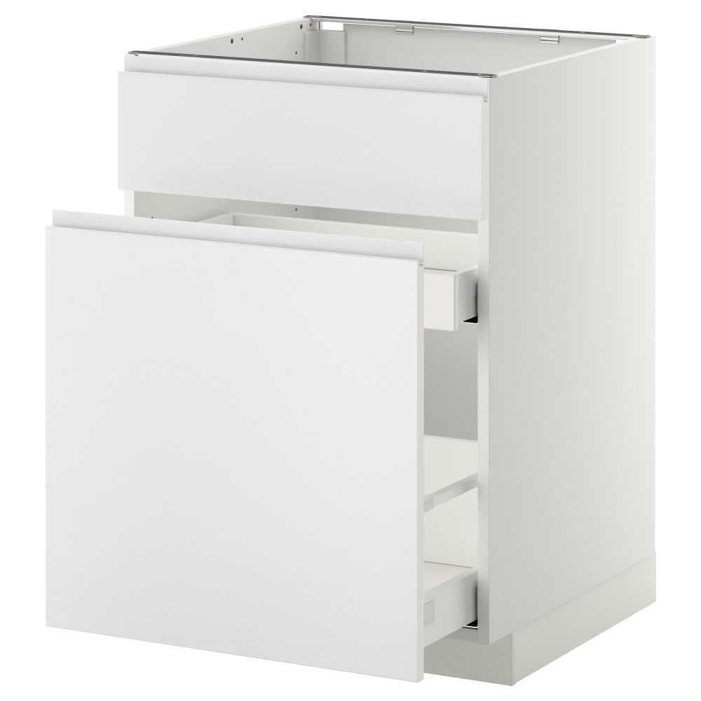 Напольный шкаф под мойку, сорт муcора, 1 дверца, 2 ящика МЕТОД / МАКСИМЕРА, белый, Нодста белый (60x60 см) - схема-чертеж с размерами