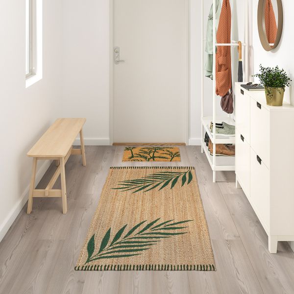 Ковер, безворсовый, зеленый листья, неокрашенный 80x150 см IKEA СОММАР 2020 204.651.02 - фото 4