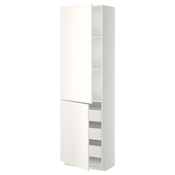 Высокий шкаф + полки, 3 ящика, 2 дверцы МЕТОД / ФОРВАРА, белый, Веддинге белый - фото 1