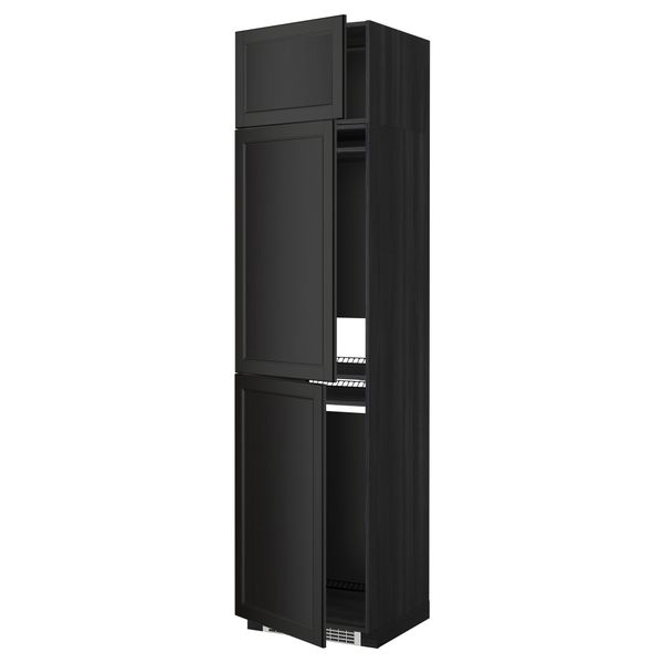 Высокий шкаф для холодильника или морозильника, с 3 дверями МЕТОД, черный, Лаксарби черно-коричневый (60x60x240 см) - схема-чертеж с размерами