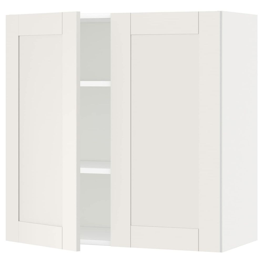 Навесной шкаф с полками/2дверцы, белый/Сэведаль белый 80x80 см IKEA METOD МЕТОД 992.230.73 - схема-чертеж с размерами