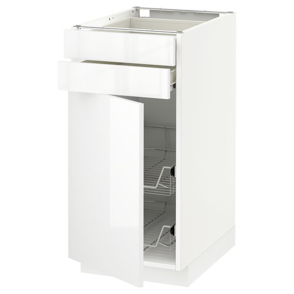 Напольный шкаф, дверца, 2 ящика, проволочных корзин МЕТОД / ФОРВАРА, белый, Рингульт белый - схема-чертеж с размерами