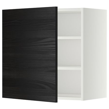 Шкаф навесной с полкой, белый, Тингсрид черный 60x60 см IKEA МЕТОД 392.245.27
