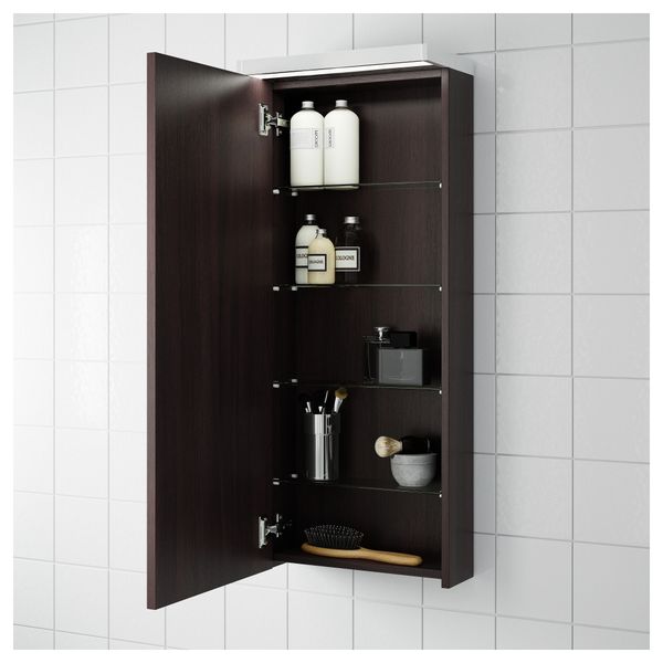 Навесной шкаф с 1 дверцей ГОДМОРГОН, черно-коричневый черно-коричневый (40x14x96 см) - фото 2