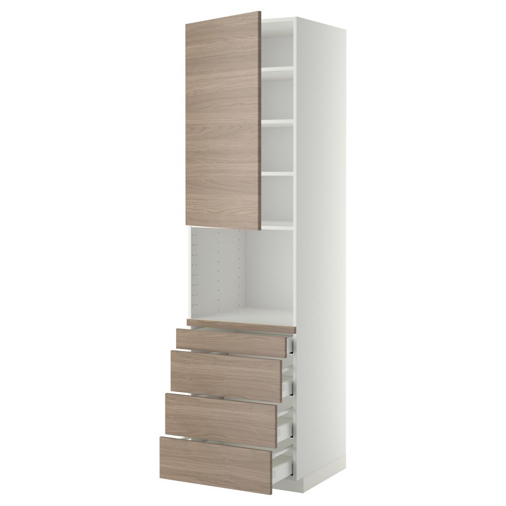 Высокий шкаф для комбинированния СВЧ, 4 ящика МЕТОД / МАКСИМЕРА, белый, Брокхульт светло-серый - схема-чертеж с размерами