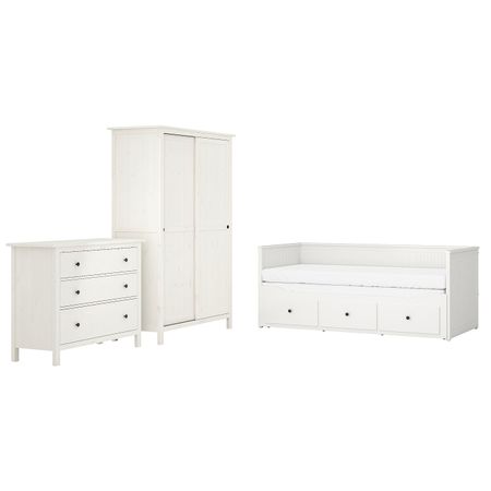 Комплект мебели для/спальни, 3 предм., белая морилка 80x200 см IKEA HEMNES ХЕМНЭС 094.880.01
