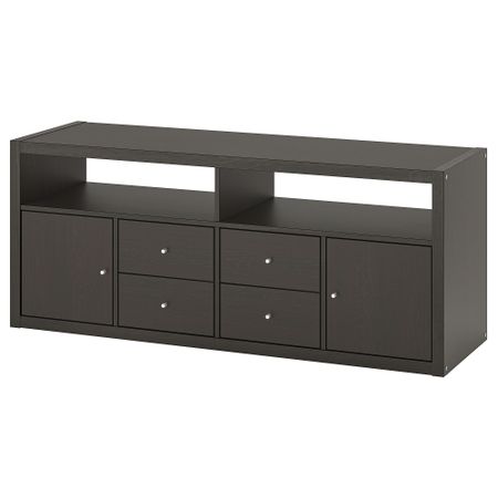 Шкаф для ТВ, комбинация, черно-коричневый, 147x39x60 см IKEA KALLAX КАЛЛАКС 795.606.73