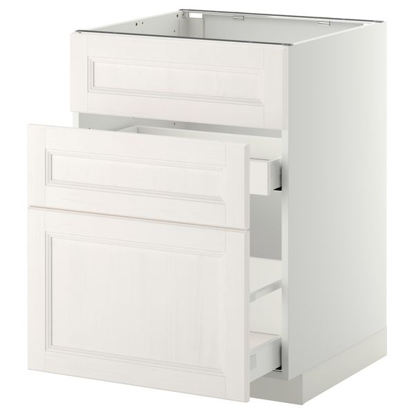 Напольный шкаф под мойку + 3 фронтальных панели, 2 ящика МЕТОД / МАКСИМЕРА, белый, Лаксарби белый - схема-чертеж с размерами