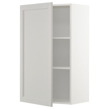 METOD Навесной шкаф с полками - белый/Lerhyttan светло-серый 60x100 см