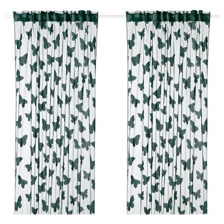 Гардины, 2 шт. НЭССЕЛЬФЬЕРИЛЬ, зеленый (145x300 см)
