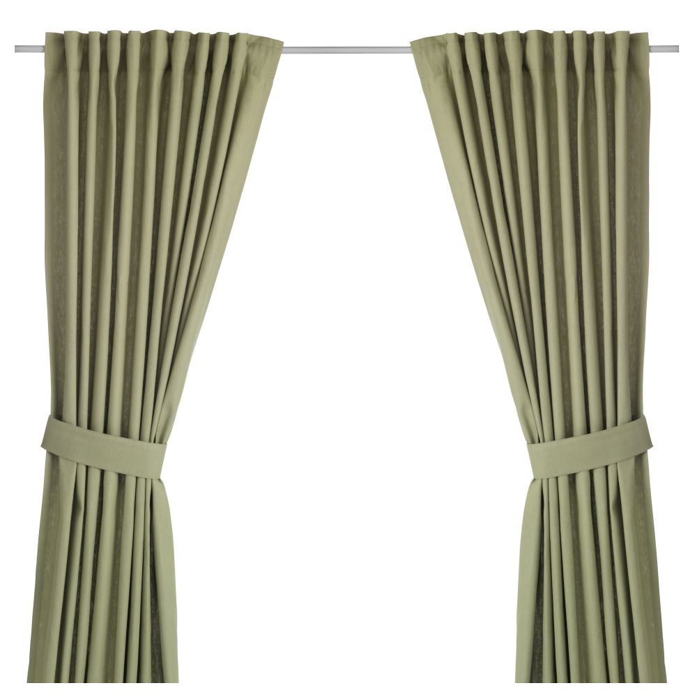 Гардины с прихватом, 1 пара ИНГЕРТ, зеленый (145x300 см) - фото 1
