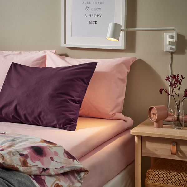 Натяжная простыня для тонкого матраса, светло-розовый, 120x200 см IKEA ULLVIDE УЛЛЬВИДЕ 205.653.14 - фото 3