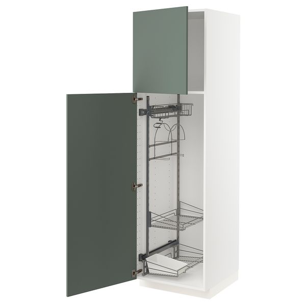Высокий шкаф с отделением для аксессуаров для уборки, 60x60x200 cm IKEA METOD МЕТОД 194.595.88 - фото 1