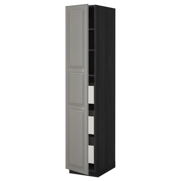 Высокий шкаф с ящиками МЕТОД / МАКСИМЕРА, черный, Будбин серый - фото 1