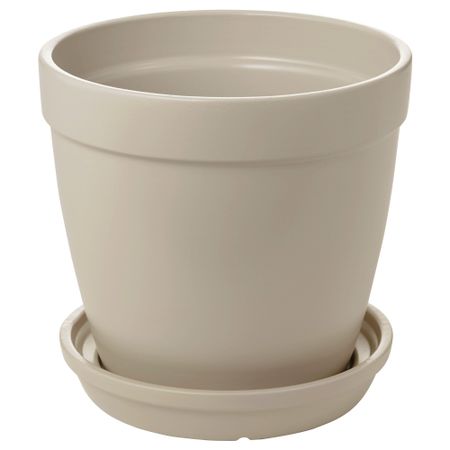 Горшок цветочный с поддоном ЮРТРОН, бежевый (12 см)