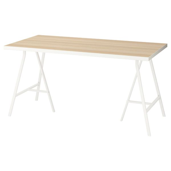 Стол, белый под беленый дуб/белый 150x75 см IKEA LINNMON ЛИННМОН / LERBERG ЛЕРБЕРГ 293.295.63 - фото 1