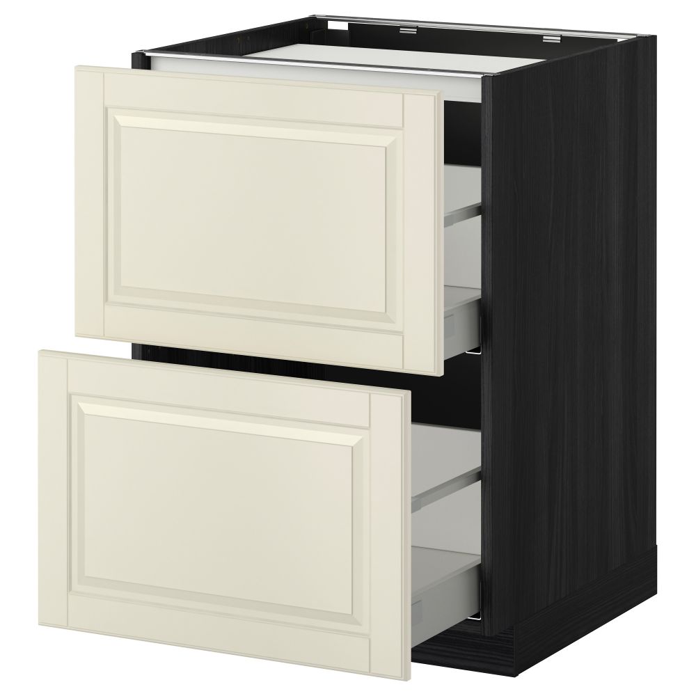 Напольный шкаф, 2 фронтальных панели, 3 ящика МЕТОД / МАКСИМЕРА, черный, Будбин белый с оттенком - фото 1