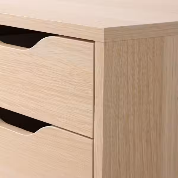 ALEX Тумба с ящиками на колесах - под беленый дуб/чёрный 36x76 см - схема-чертеж с размерами