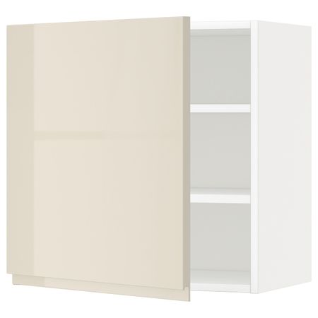 Навесной шкаф с полками, белый/Воксторп глянцевый светло-бежевый 60x60 см IKEA METOD МЕТОД 094.459.50