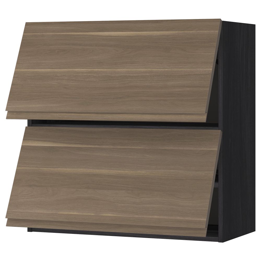 Навесной горизонтальный шкаф, 2 двери, 80x80 см, черный, Voxtorp под грецкий орех IKEA METOD МЕТОД 993.938.00 - фото 1