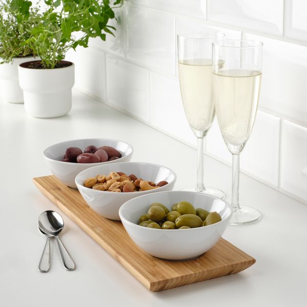 Поднос с 3 мисками, бамбук/белый IKEA TYNGDLÖS ТИНГДЛЁС 004.841.11 - фото 3