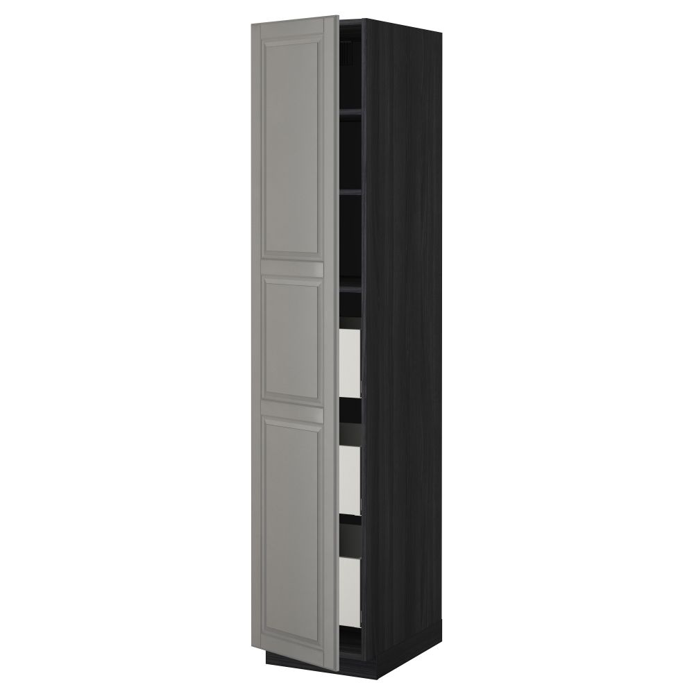 Высокий шкаф с ящиками МЕТОД / МАКСИМЕРА, черный, Будбин серый - фото 1
