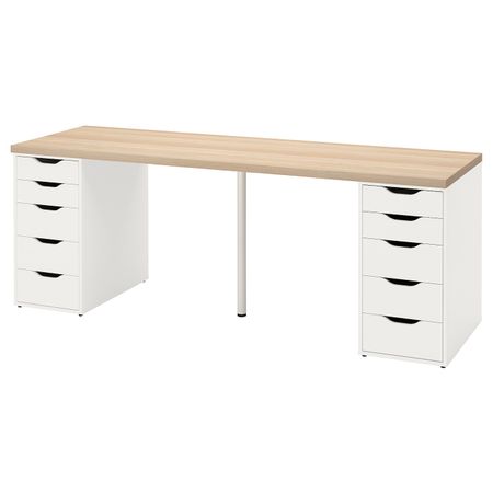 Письменный стол, беленый дуб/белый 200x60 см IKEA LAGKAPTEN ЛАГКАПТЕН / ALEX АЛЕКС 694.176.52