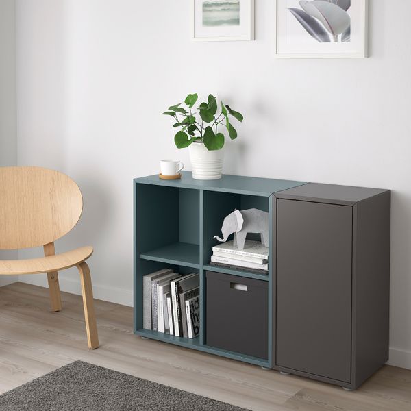 Комбинация шкафов с ножками, темно-серый/серо-бирюзовый 105x35x72 см IKEA EKET ЭКЕТ 393.860.96 - фото 2