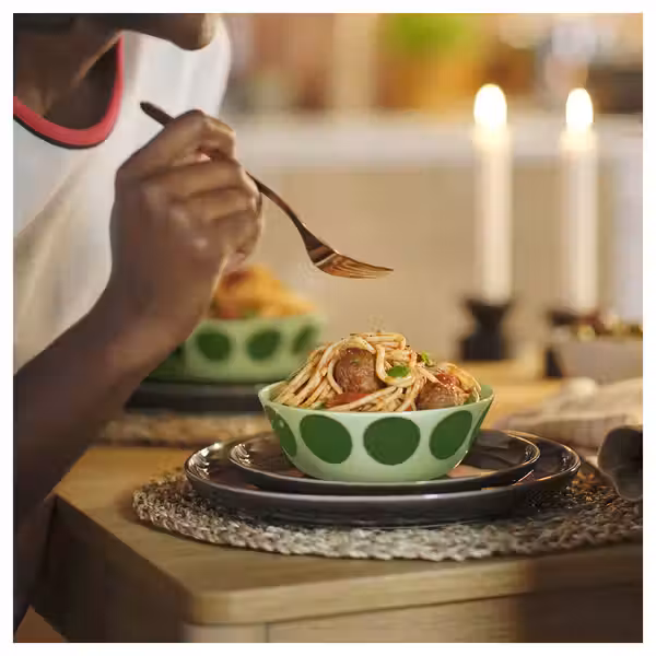 OFTAST Миска - светло-зеленый зеленый/орнамент «точки» 15 см - фото 2