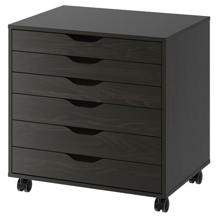 Тумба с ящиками на колесах, черно-коричневый 67x66 см IKEA ALEX АЛЕКС 104.735.41