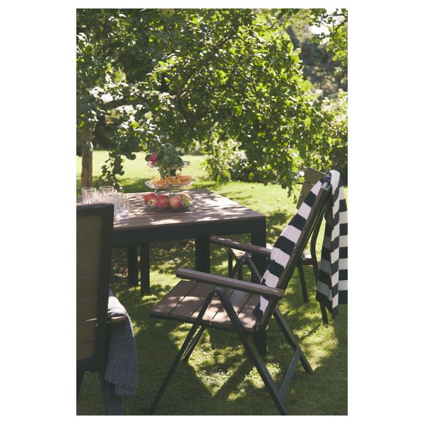 Садовое кресло, регулируемая спинка ФАЛЬСТЕР, складной черный черный, коричневый - схема-чертеж с размерами