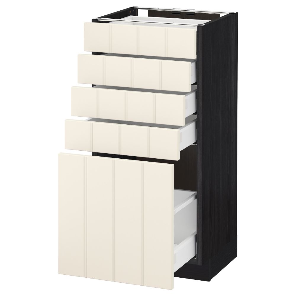 Напольный шкаф с 5 ящиками МЕТОД / МАКСИМЕРА, черный, Хитарп белый с оттенком - схема-чертеж с размерами
