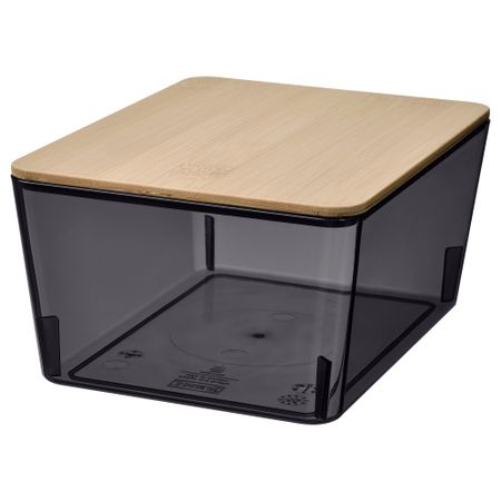 Контейнер с крышкой, прозрачный черный бамбук, 13x18x8 см IKEA KUGGIS КУГГИС 395.612.93