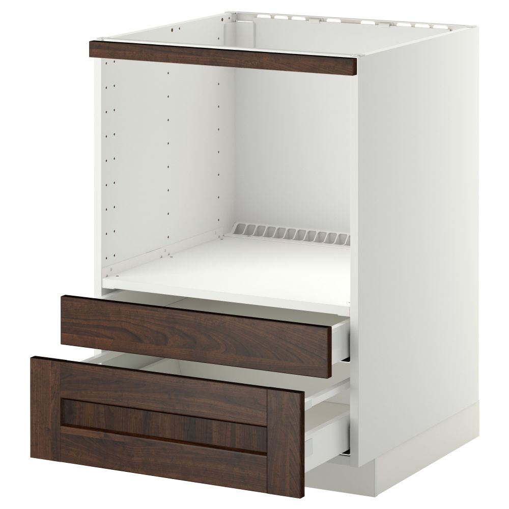 Напольный шкаф для комбинирования СВЧ, ящики МЕТОД / МАКСИМЕРА, белый, Эдсерум коричневый (60x60 см) - схема-чертеж с размерами