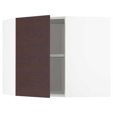 Угловой навесной шкаф с полками, белый Аскерсунд/темно-коричневый под ясень 68x60 см IKEA METOD МЕТОД 693.354.30