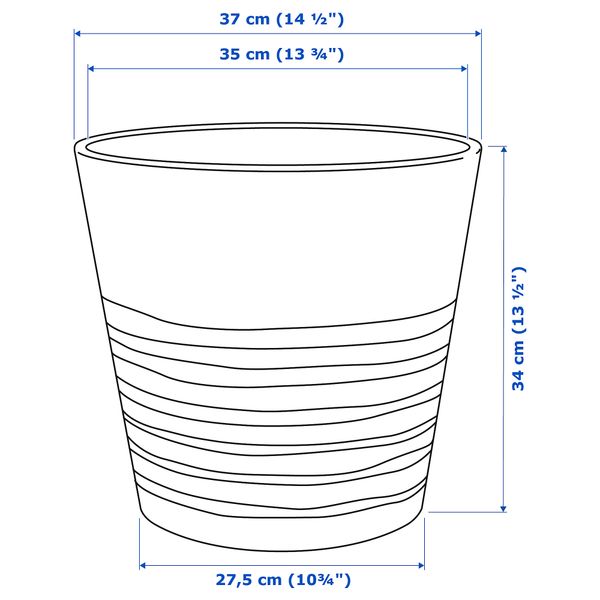 Кашпо, 32 см, белый IKEA MUSKOT МУСКОТ 903.081.99 - схема-чертеж с размерами