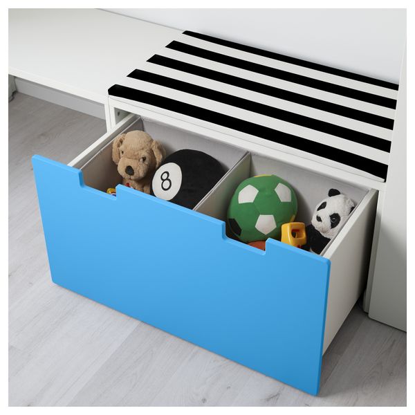 Комбинация для хранения со скамьей СТУВА, белый, синий (300x50x128 см) - фото 3