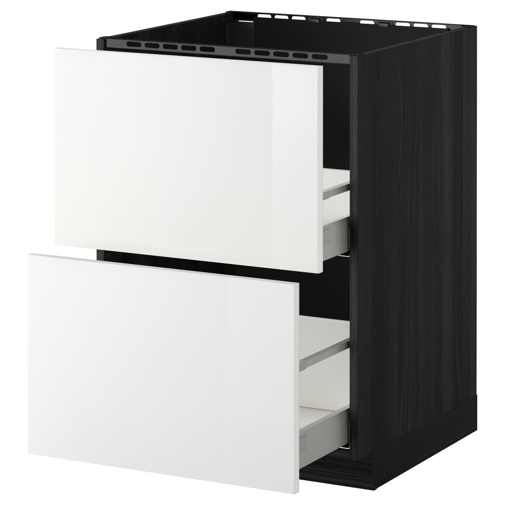 Напольный шкаф под мойку + 2 фронтальных панели, 2 ящика МЕТОД / МАКСИМЕРА, черный, Рингульт белый - схема-чертеж с размерами