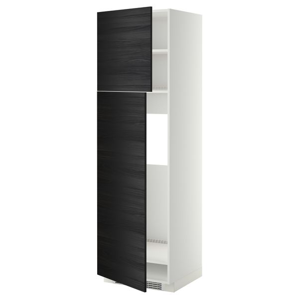 Высокий шкаф для холодильника, 2 дверцы МЕТОД, белый, Тингсрид черный - схема-чертеж с размерами